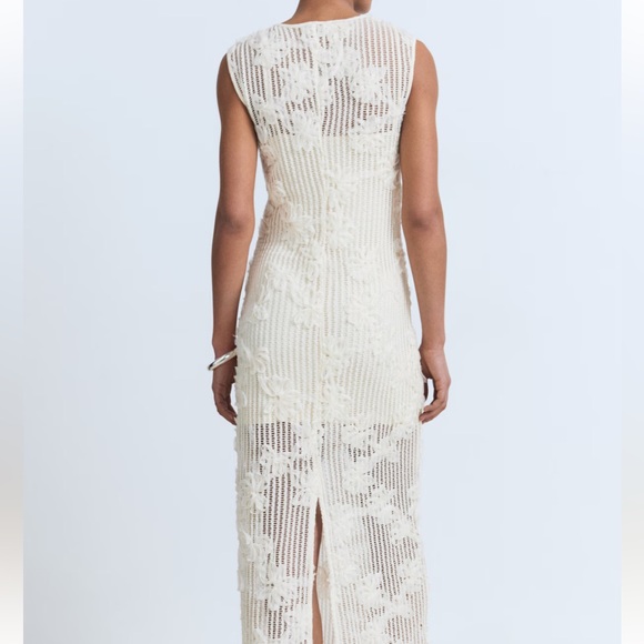 MANGO ecru floral crochet midi dress - Picture 2 of 12